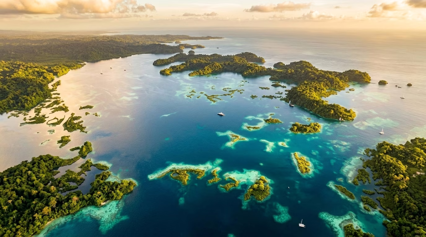 Bocas del Toro archipelago aerial view