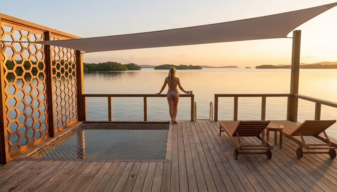 Tropical sunrise over calm Caribbean water